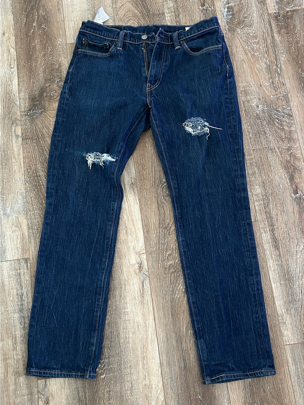 Men's Dark Blue Distressed Jeans